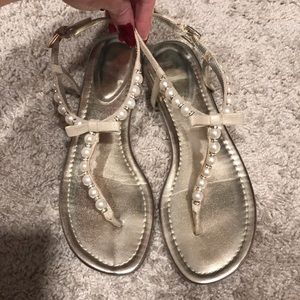 Light tan/soft gold shimmer with pearls sandal
